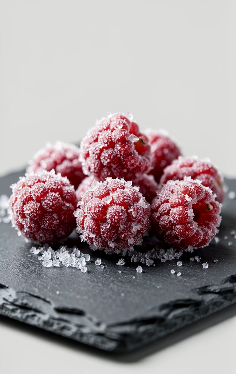Botanical specimen of frozen berries illustrating nutrient density